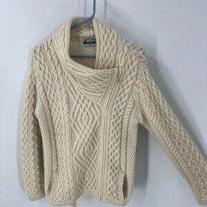 Aran Crafts Irish Wool Cableknit Cardigan Sweater (M)